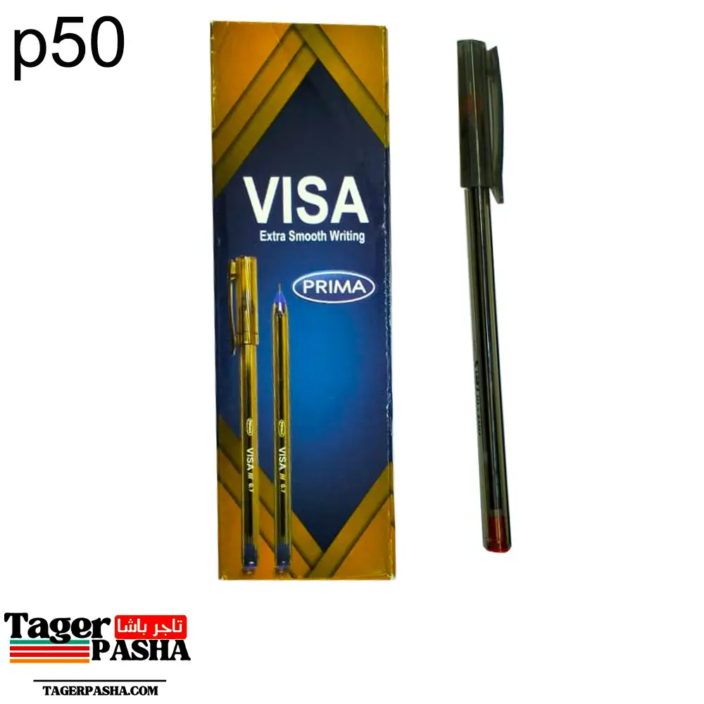 4/1 دستة قلم جاف بريما فيزا أزرق و أسود و أحمر 10 أقلام