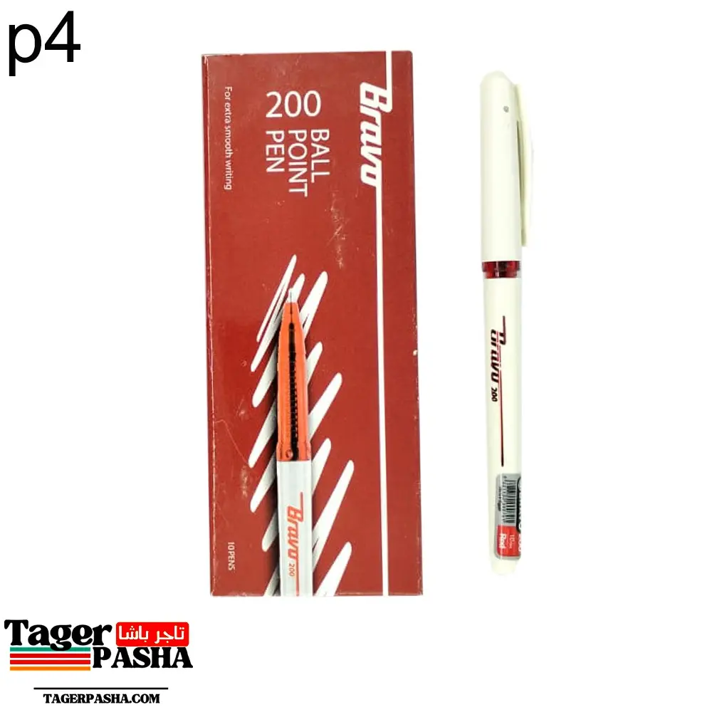 4/1 دستة قلم جاف برافو 100 أزرق و أسود وأحمر 10قلم