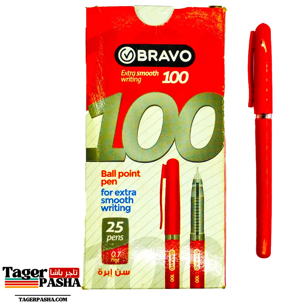 قلم جاف برافو 100(7.مم) أزرق (25قلم)