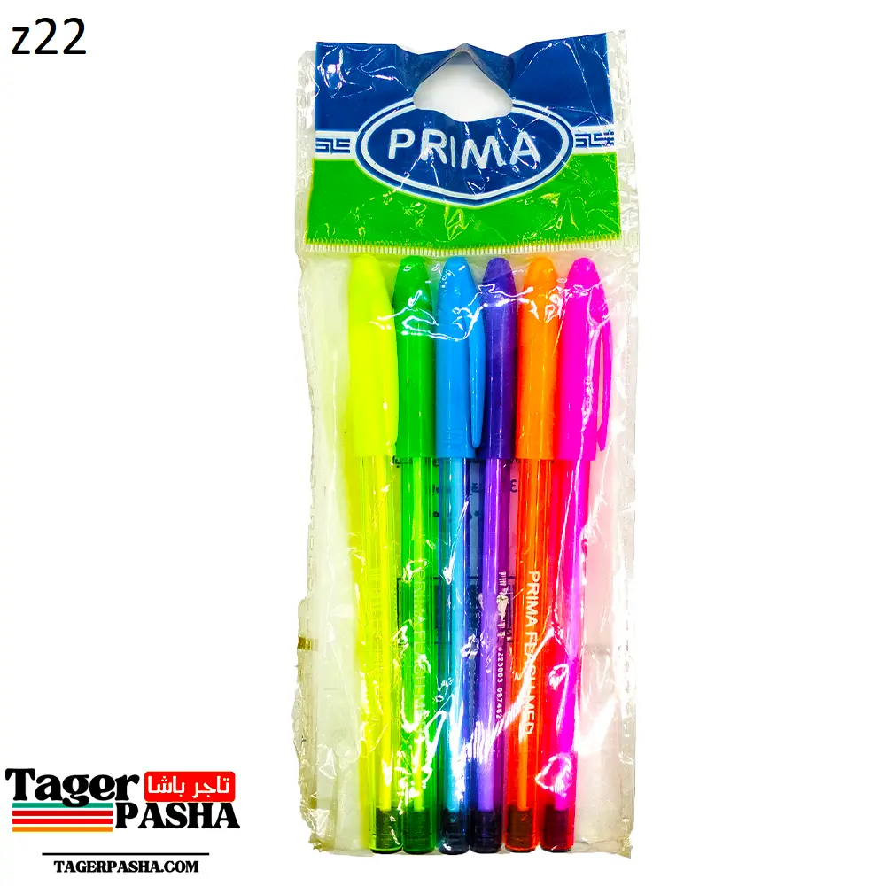 4/1 دستة قلم جاف فسفوري ٦لون بريما