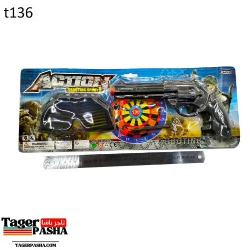 [T136] 4/1 دستة لعبة كارت مسدس نشان قناع نضارة