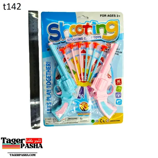 [T142] 4/1 دستة لعبة كارت 2مسدس نشان الوان