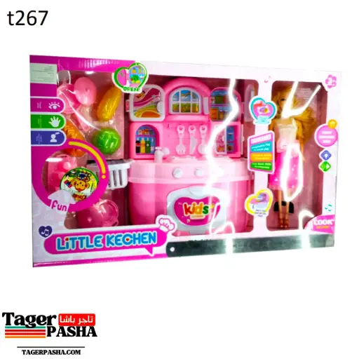 [T267] لعبة طقم مطبخ عروسة باربي صوت ونور