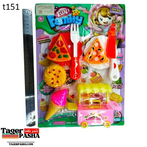 [T151] 4/1 دستة لعبة كارت عربية ايس كريم وبيتزا