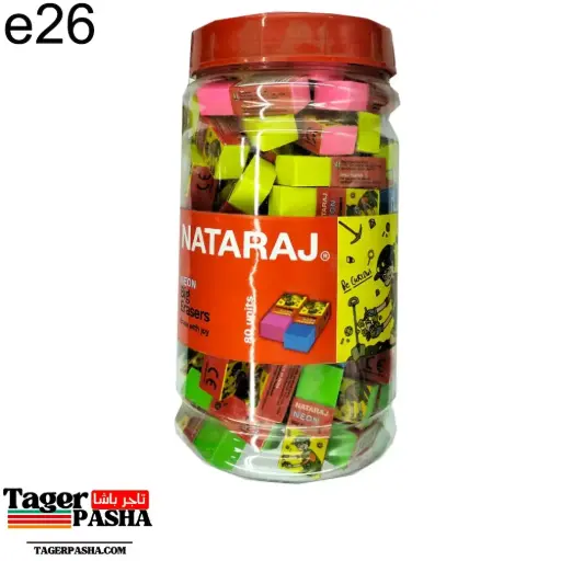 [E26] أستيكة نتراج نيون ملونة 80قطعة تريو برطمان