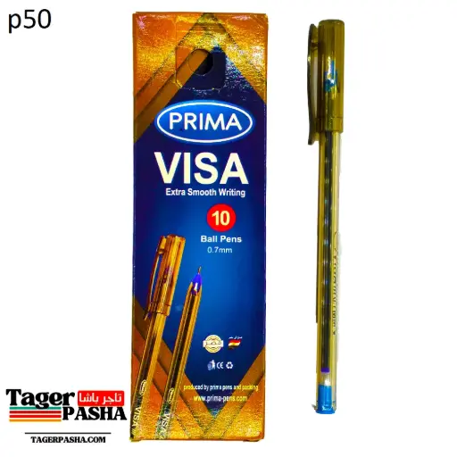 4/1 دستة قلم جاف بريما فيزا أزرق و أسود و أحمر 10 أقلام