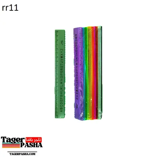 [Rr11] مسطرة زجزاج حروف فسفوري الوان مختلفة ٢٤قطعة