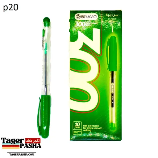 [P20] قلم جاف برافو 300 أخضر 10أقلام