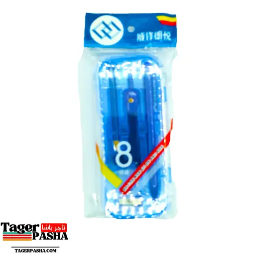 طقم هندسي شفاف ازرق 3009