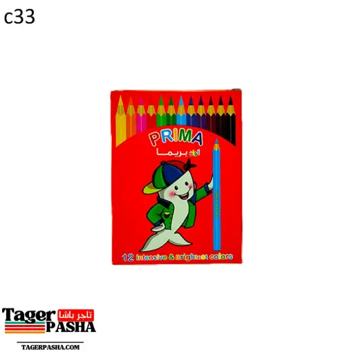 [C33] دستة الوان خشب 12لون قصير بريما
